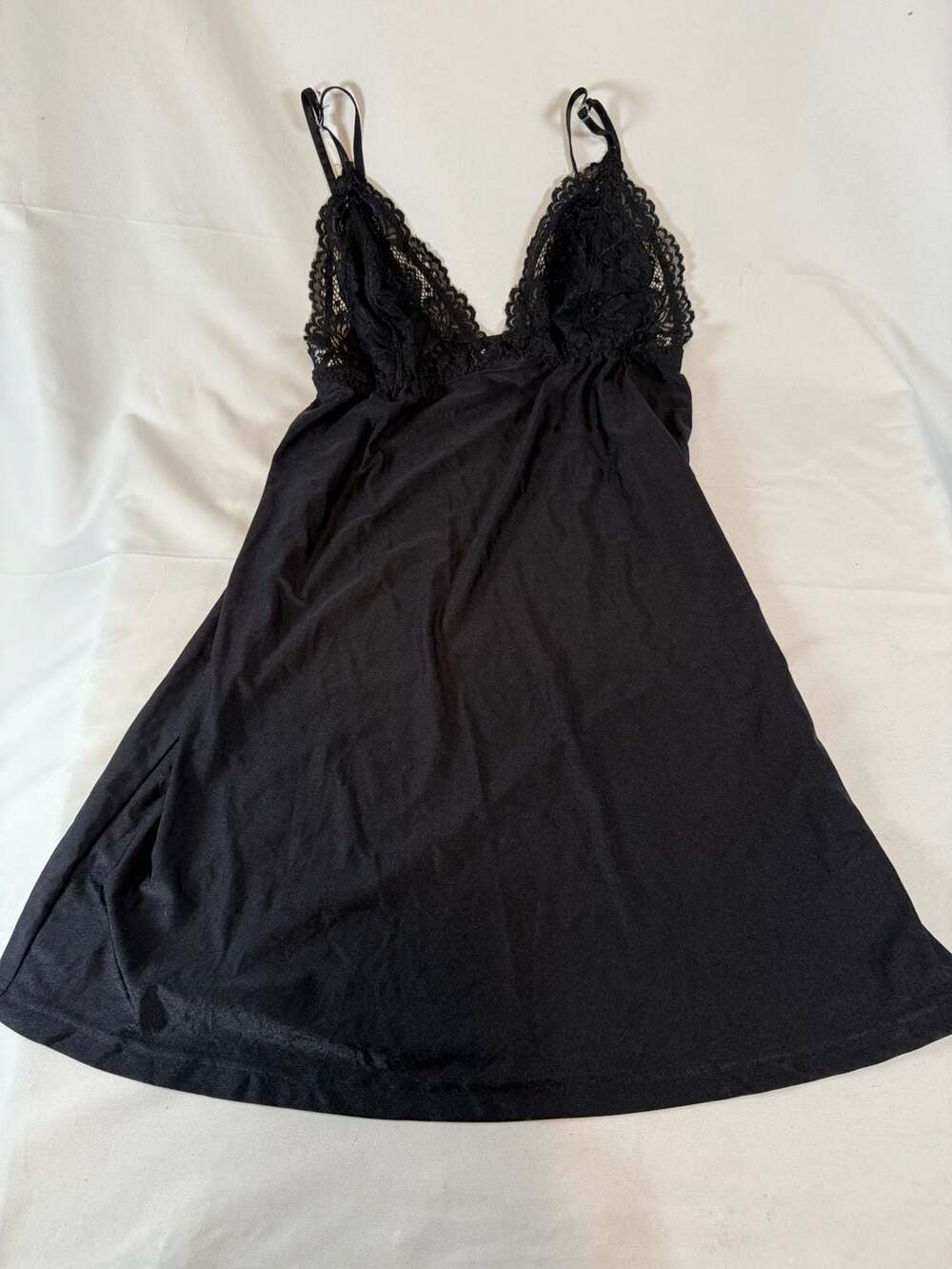 Ambrielle Womens Lace Trim Chemise Size M Black Slip Dress Witchy Whimsigoth Gru
